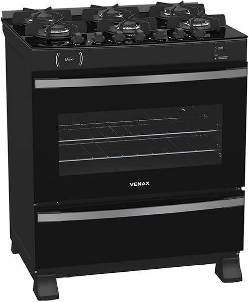 Fogão a Gás Venax Maxi Vitreo 6 Q